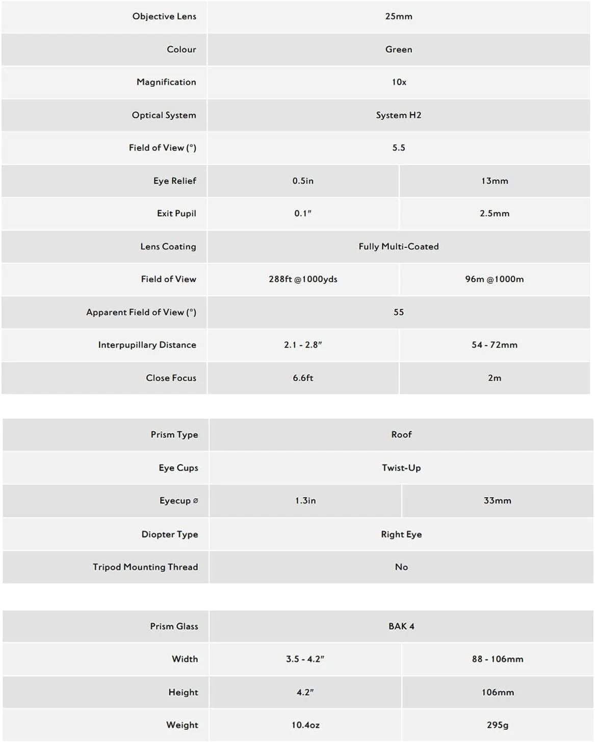 دوربین دوچشمی Nature-Trek 10x25 سبز