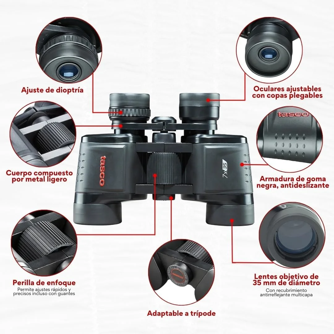 دوربین دوچشمی تاسکو مدل TAS169735-BRK Essentials با بزرگنمایی 7x35