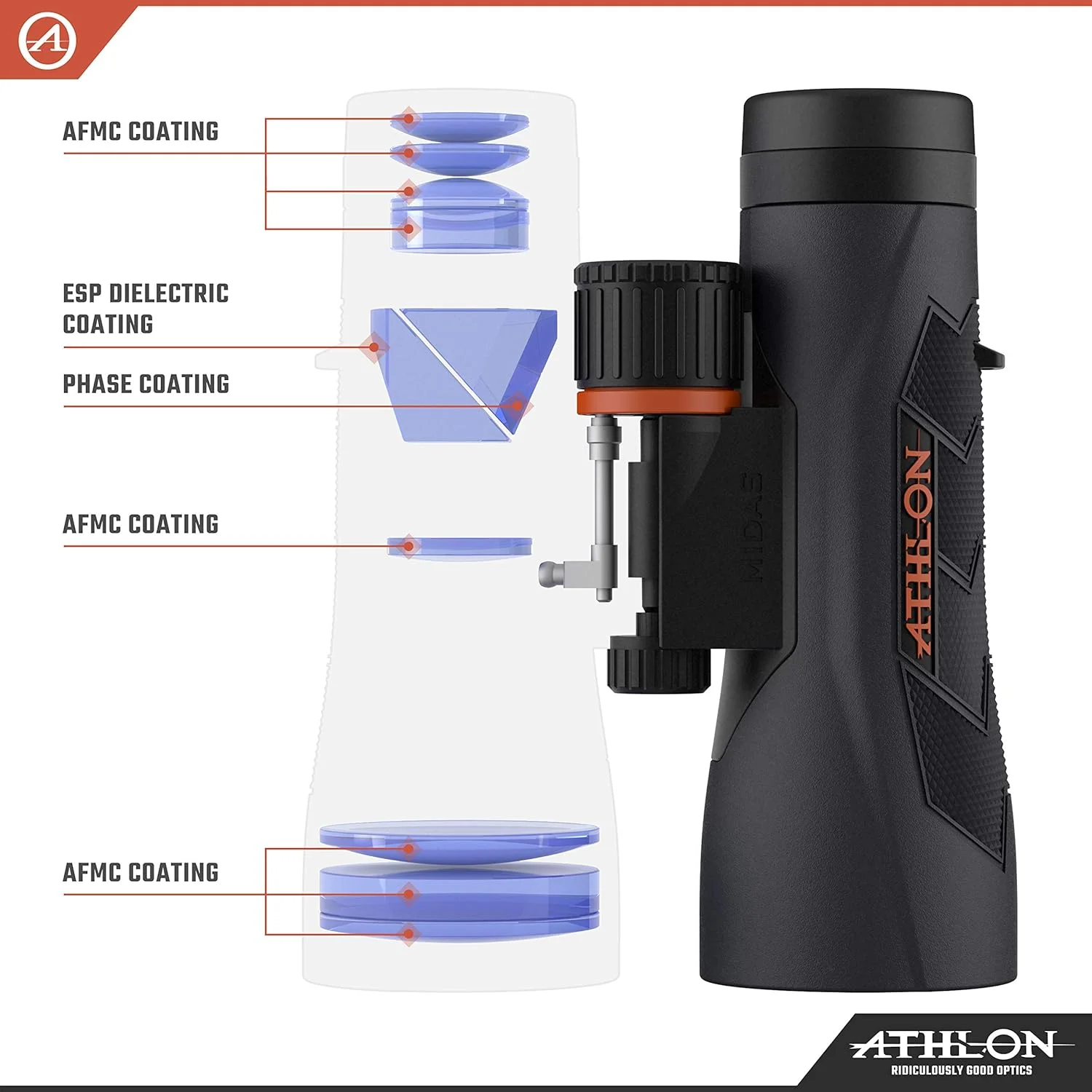 دوربین دوچشمی 10x50 Midas G2 UHD مشکی آتلون اپتیکس با فاصله چشمی مناسب برای بزرگسالان و کودکان، دوربین دوچشمی قدرتمند برای تماشا پرندگان و موارد دیگر