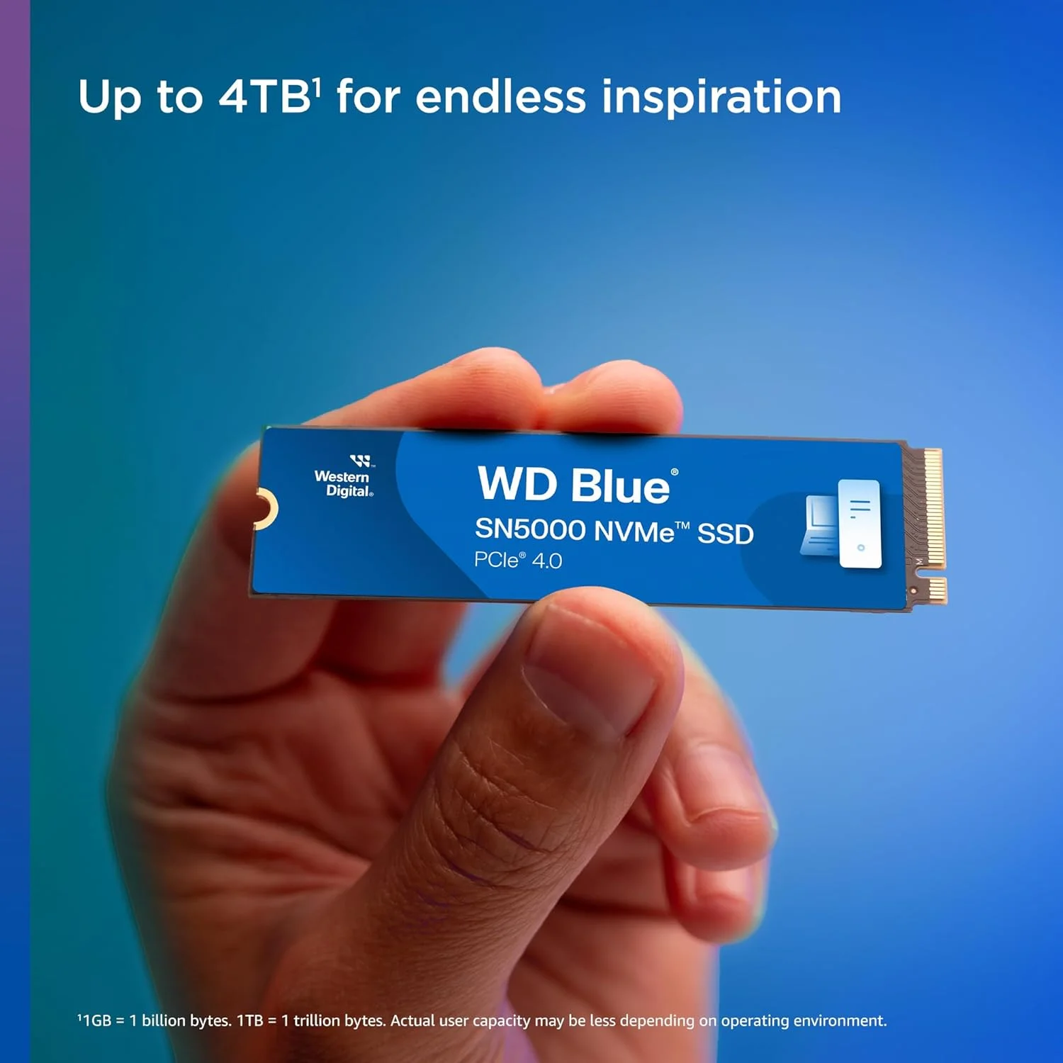 حافظه اس اس دی وسترن دیجیتال WD Blue SN5000 NVMe با ظرفیت 500 گیگابایت (PCIe Gen 4.0 با سرعت خواندن تا 5000 مگابایت بر ثانیه، M.2 2280، فناوری nCache 4.0) آبی