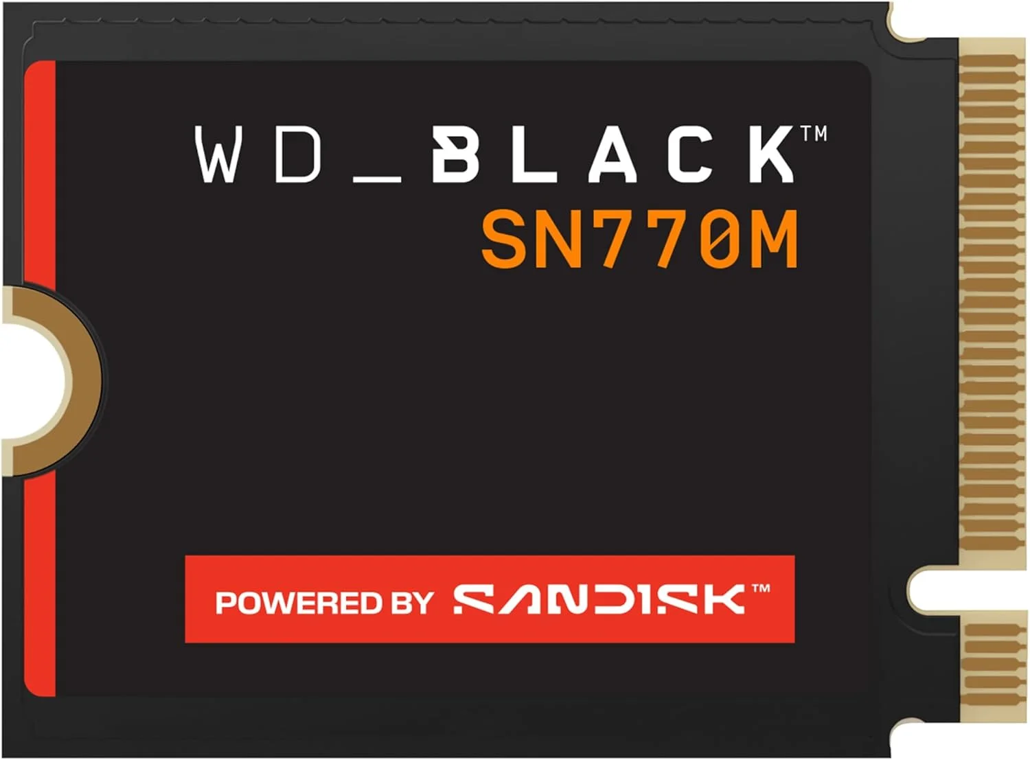 حافظه اس اس دی وسترن دیجیتال WD_BLACK SN770M با ظرفیت 2 ترابایت، فرم فاکتور M.2 2230 NVMe، مناسب برای کنسول های بازی دستی و لپ تاپ های سازگار. سرعت تا 5,150 مگابایت بر ثانیه، TLC 3D NAND، عالی برای Asus ROG Ally، Steam Deck و Microsoft Surface