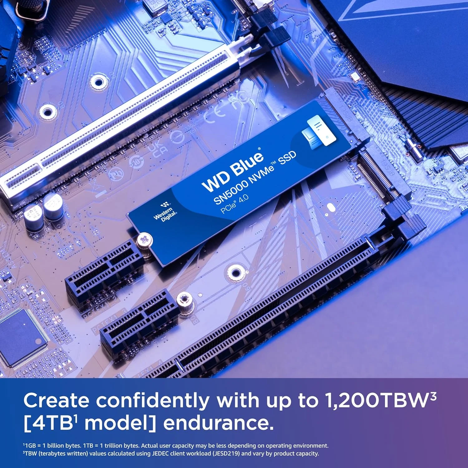حافظه اس اس دی وسترن دیجیتال WD Blue SN5000 NVMe با ظرفیت 500 گیگابایت (PCIe Gen 4.0 با سرعت خواندن تا 5000 مگابایت بر ثانیه، M.2 2280، فناوری nCache 4.0) آبی