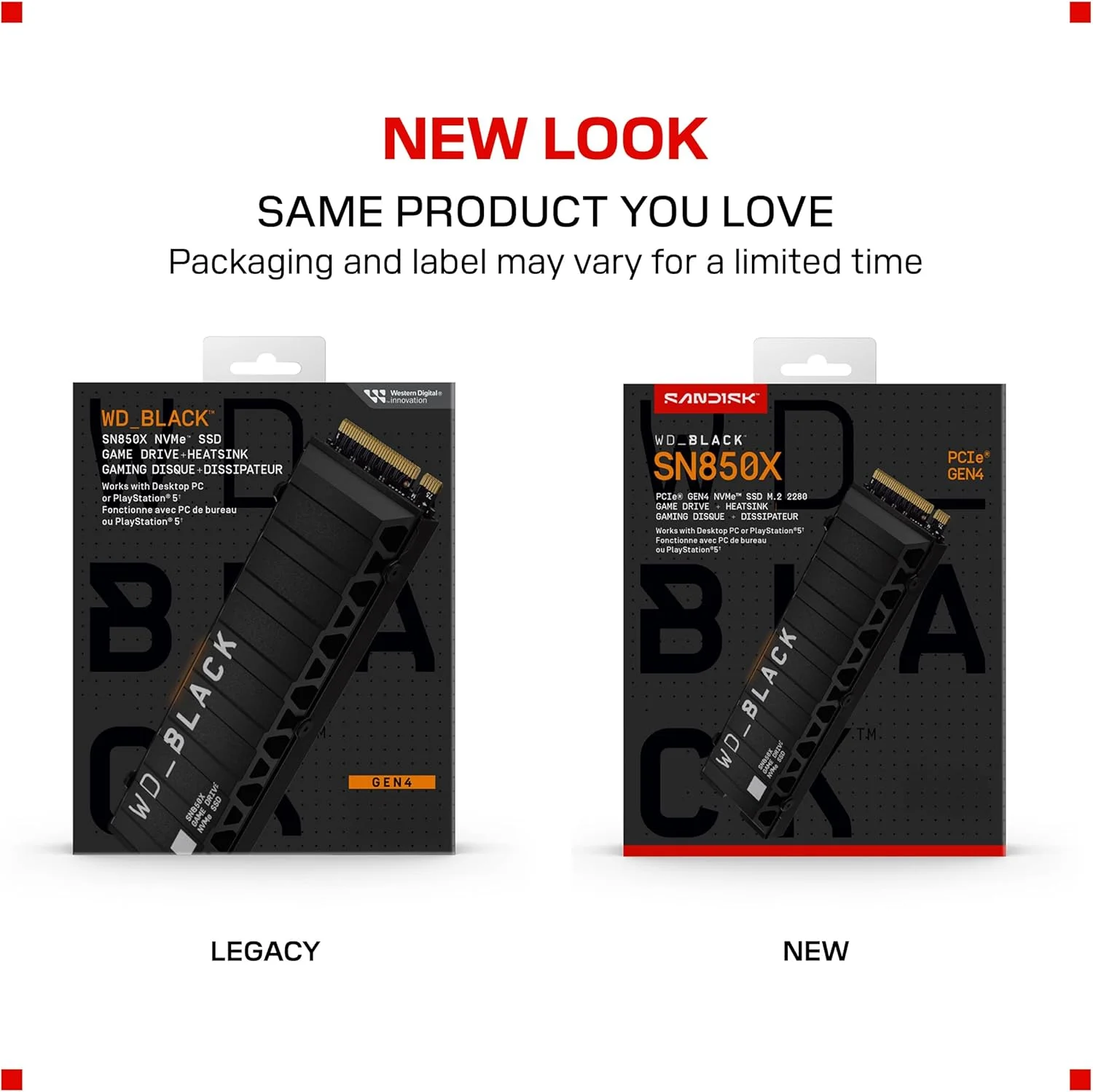 حافظه اس اس دی 2 ترابایتی وسترن دیجیتال مدل WD_BLACK SN850X NVMe مناسب بازی، دارای هیت سینک - سازگار با پلی استیشن 5، Gen4 PCIe، M.2 2280، سرعت تا 7300 مگابایت بر ثانیه - WDS200T2XHE