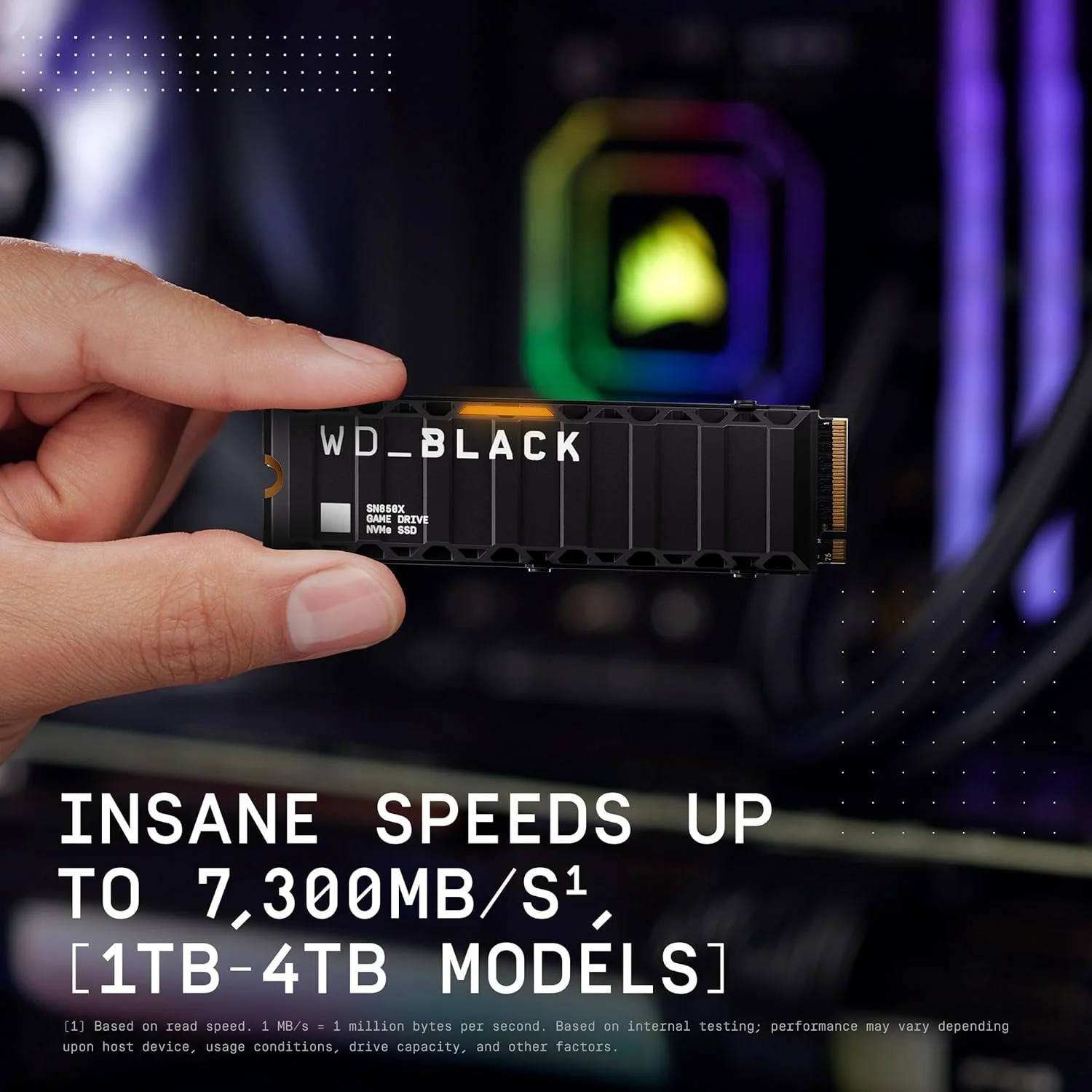 درایو حالت جامد داخلی گیمینگ WD_BLACK SN850X NVMe با ظرفیت 4 ترابایت به همراه هیت سینک - سازگار با پلی استیشن 5، Gen4 PCIe، M.2 2280، سرعت تا 7300 مگابایت بر ثانیه - WDS400T2XHE