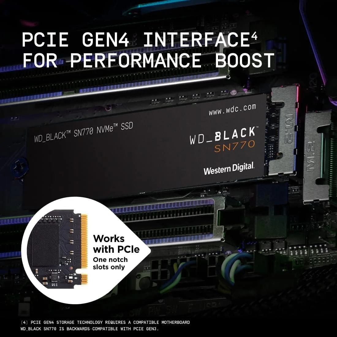 حافظه اس اس دی 2 ترابایتی WD_BLACK SN770 NVMe مخصوص بازی - Gen4 PCIe, M.2 2280, سرعت تا 5,150 مگابایت بر ثانیه - WDS200T3X0E