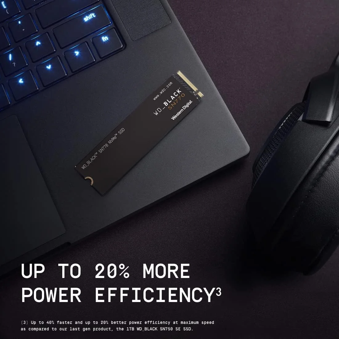 حافظه اس اس دی 2 ترابایتی WD_BLACK SN770 NVMe مخصوص بازی - Gen4 PCIe, M.2 2280, سرعت تا 5,150 مگابایت بر ثانیه - WDS200T3X0E