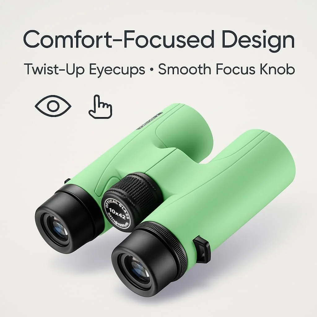 دوربین شکاری 10x42 Barska Crush - طراحی سبک، جمع و جور و ضد ضربه در رنگ های روشن برای پیاده روی، مسافرت، کنسرت، ورزش، ایده آل برای هدیه - کیف و بند گردنی همراه