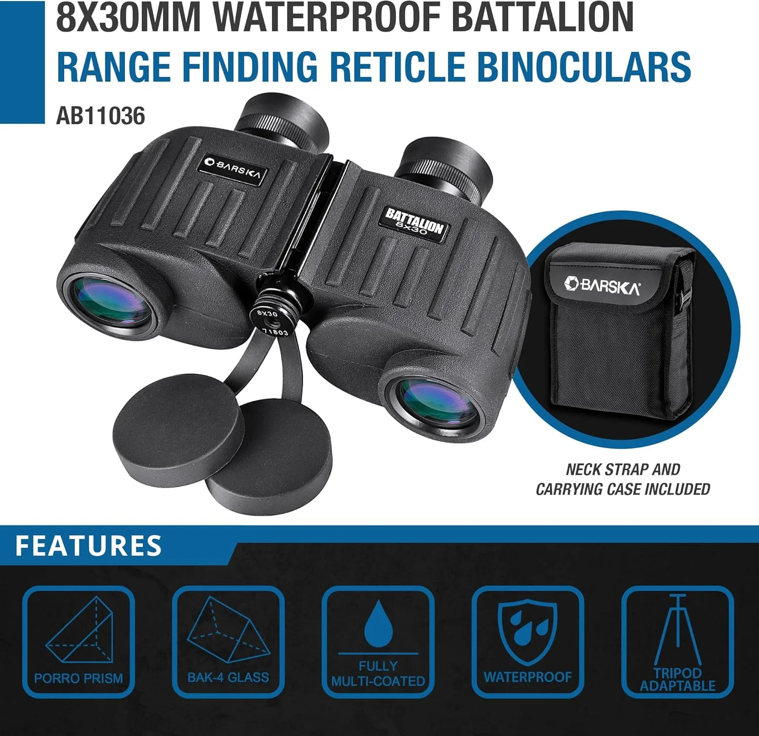 دوربین شکاری نظامی بارسکا Battalion – ضدآب، منشور BAK-4، میدان دید گسترده، اپتیک چندلایه پوشش داده شده، فوکوس جداگانه – مناسب استفاده تاکتیکی و فضای باز