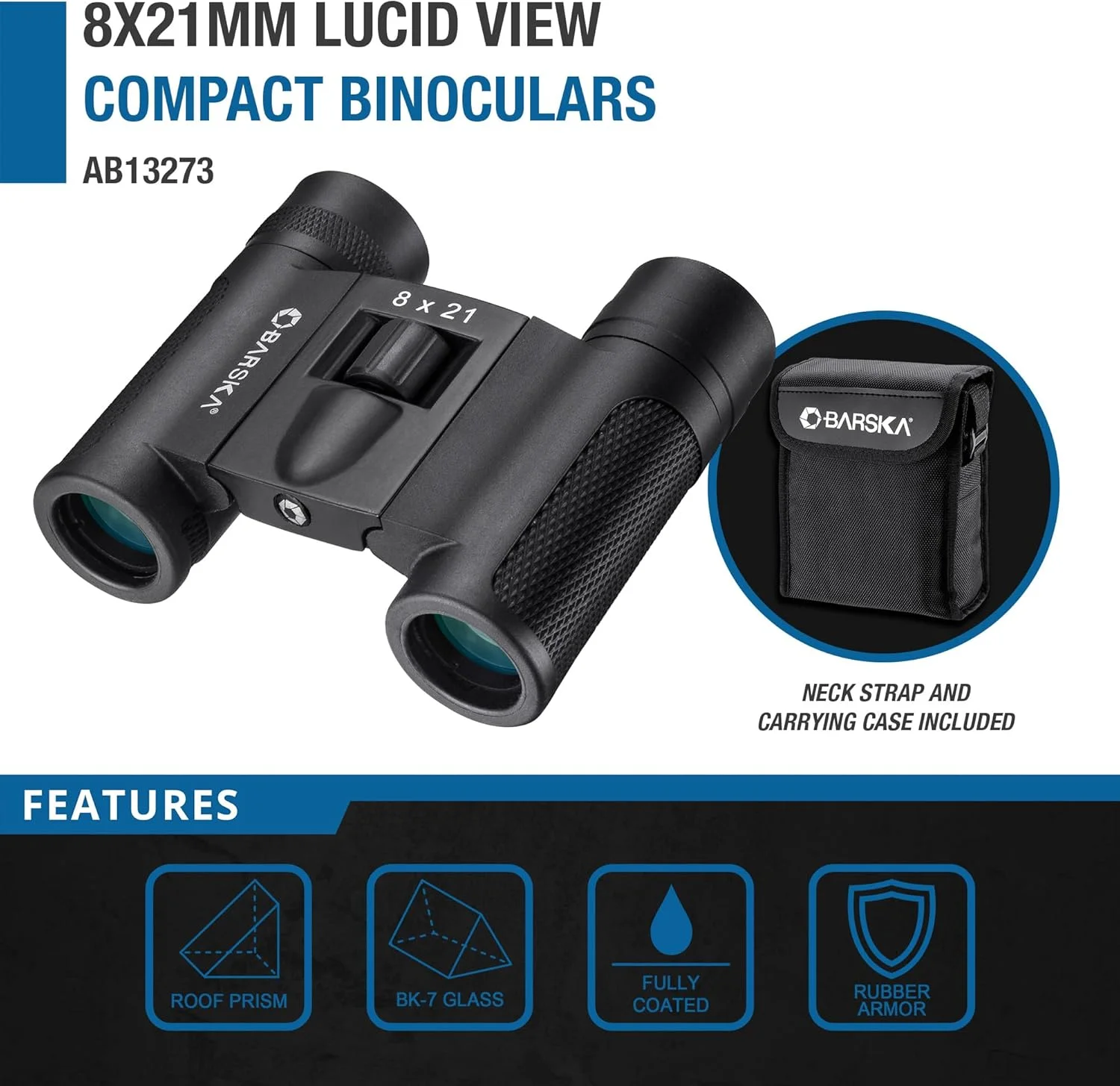 دوربین دوچشمی فشرده جدید 8x21 Barska Lucid View برای سفر، شکار، پیاده‌روی و رویدادهای فضای باز