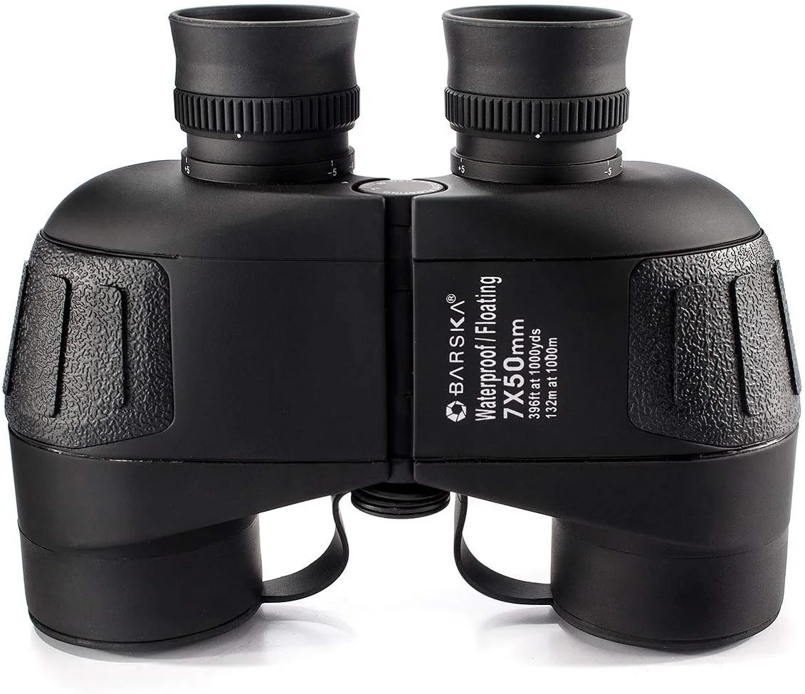 دوربین شکاری نظامی Barska Battalion - دوربین دوچشمی ضد آب BAK-4 با منشور، میدان دید گسترده، اپتیک کاملاً چندلایه، فوکوس جداگانه - استفاده تاکتیکی و فضای باز