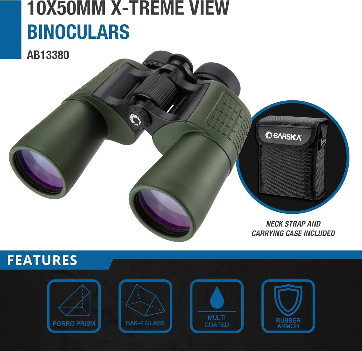 دوربین دوچشمی زاویه دید فوق العاده گسترده 10x50 Barska X-Treme View – منشور BAK-4، روکش لاستیکی ضد ضربه، اپتیک شفاف برای تماشای پرندگان، شکار، ورزش و ماجراجویی در فضای باز دوربین دوچشمی زاویه دید فوق العاده گسترده 10x50 Barska X-Treme View – منشور BAK-4، روکش لاستیکی ضد ضربه، اپتیک شفاف برای تماشای پرندگان، شکار، ورزش و ماجراجویی در فضای باز