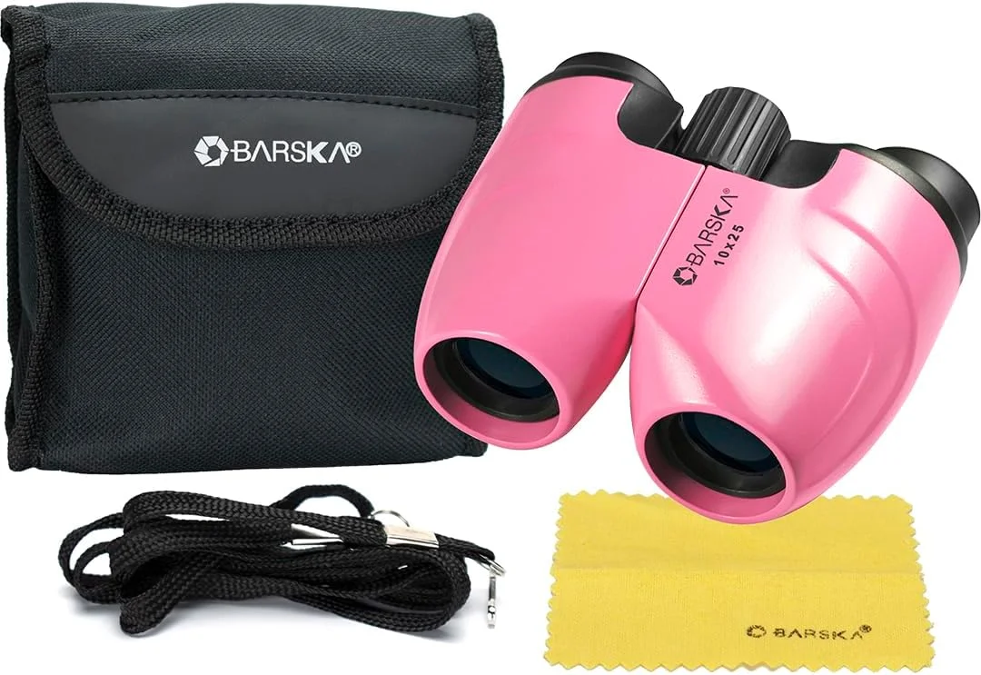 دوربین دوچشمی 10x25 صورتی Porro از BARSKA