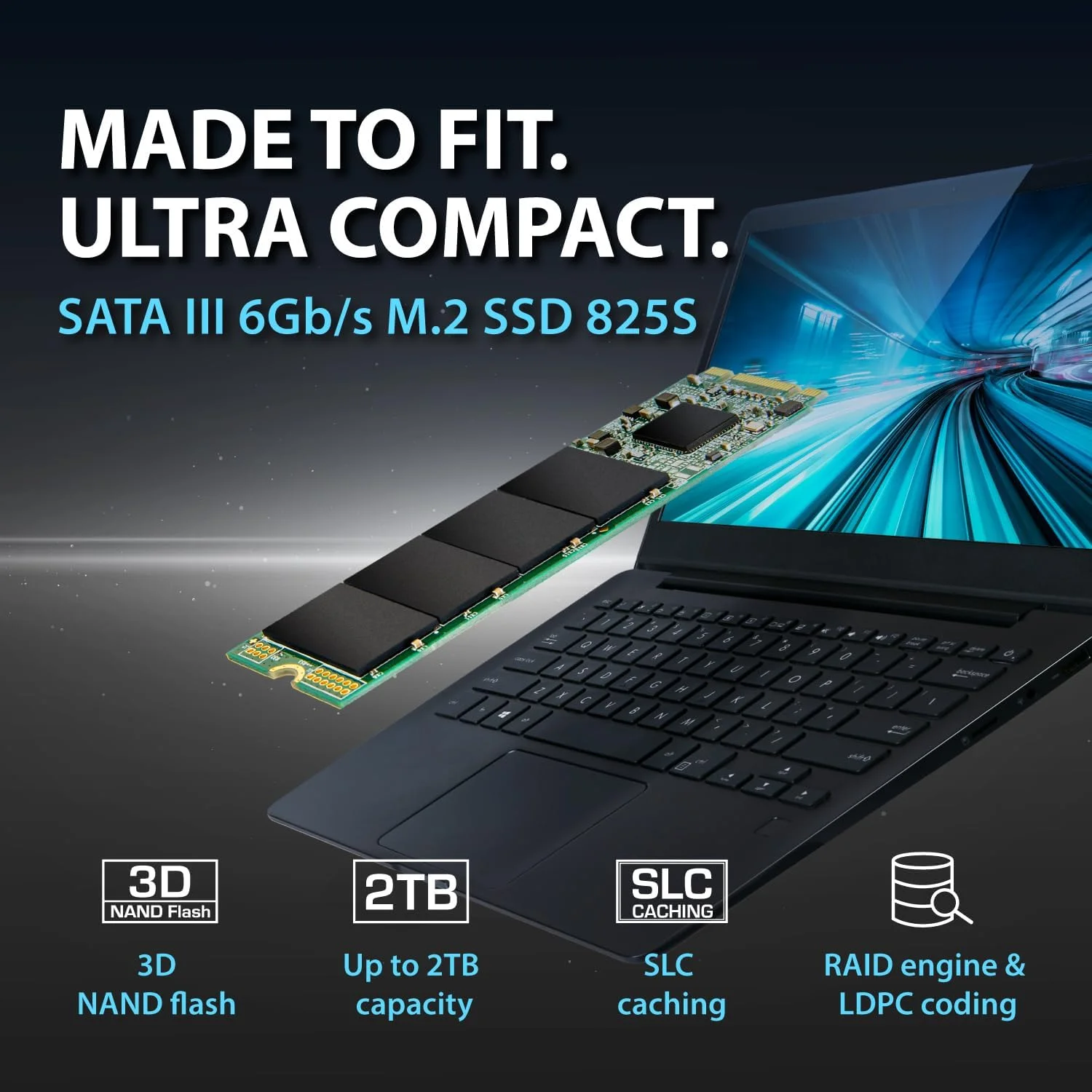 حافظه اس اس دی ترنسند MTS825S با ظرفیت 500 گیگابایت، M.2 SATA III