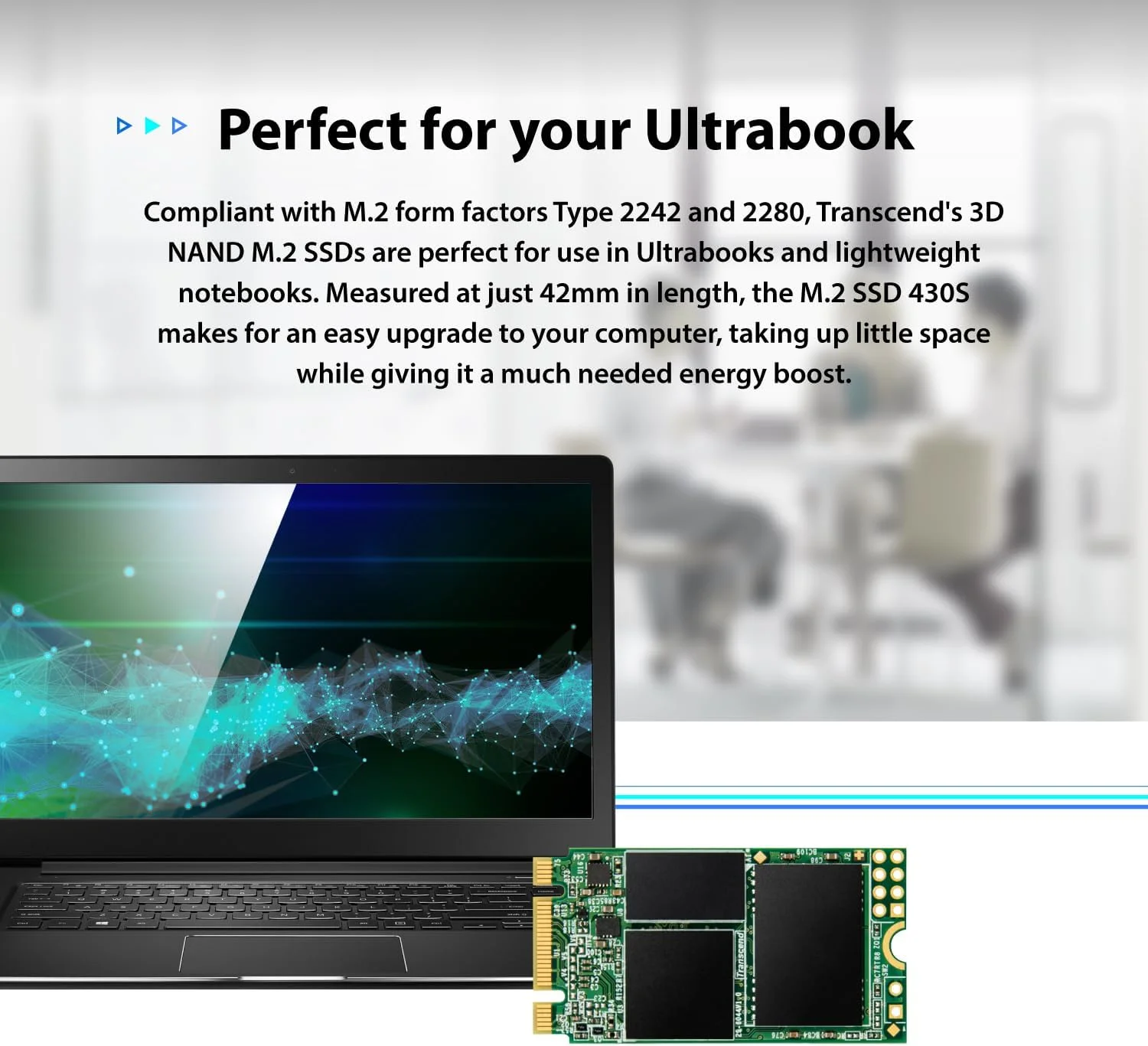 حافظه اس اس دی 128 گیگابایتی M.2 ترنسند مدل 430S با رابط SATA III 6Gb/s، رنگ نقره ای