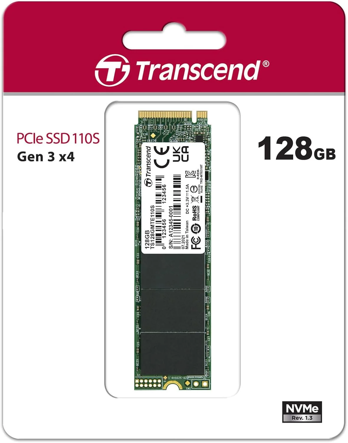 حافظه اس اس دی 128 گیگابایتی ترنسند مدل TS128GMTE110S PCIe 110S با رابط Gen3 x4، نقره ای حافظه اس اس دی 128 گیگابایتی ترنسند مدل TS128GMTE110S PCIe 110S با رابط Gen3 x4، نقره ای