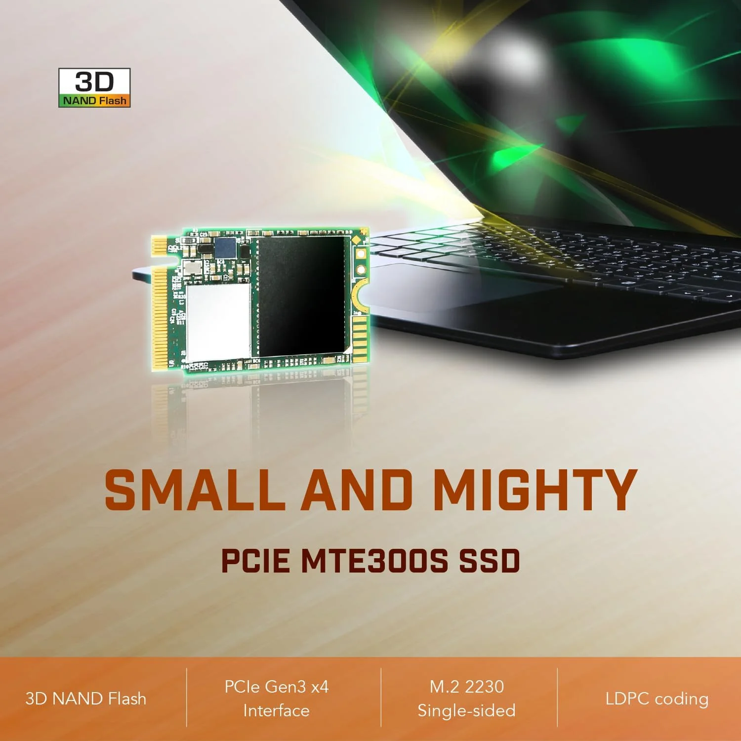 درایو حالت جامد داخلی 256 گیگابایتی ترنسند MTE300S NVMe PCIe Gen3 x4 M.2 2230 (SSD) 3D TLC NAND (TS256GMTE300S)