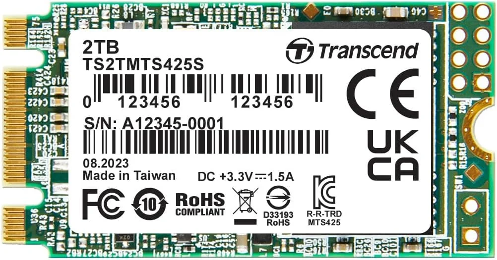 حافظه اس اس دی 2 ترابایتی ترنسند مدل MTS425S با رابط SATA III 6Gb/s و فرم فاکتور M.2 42mm