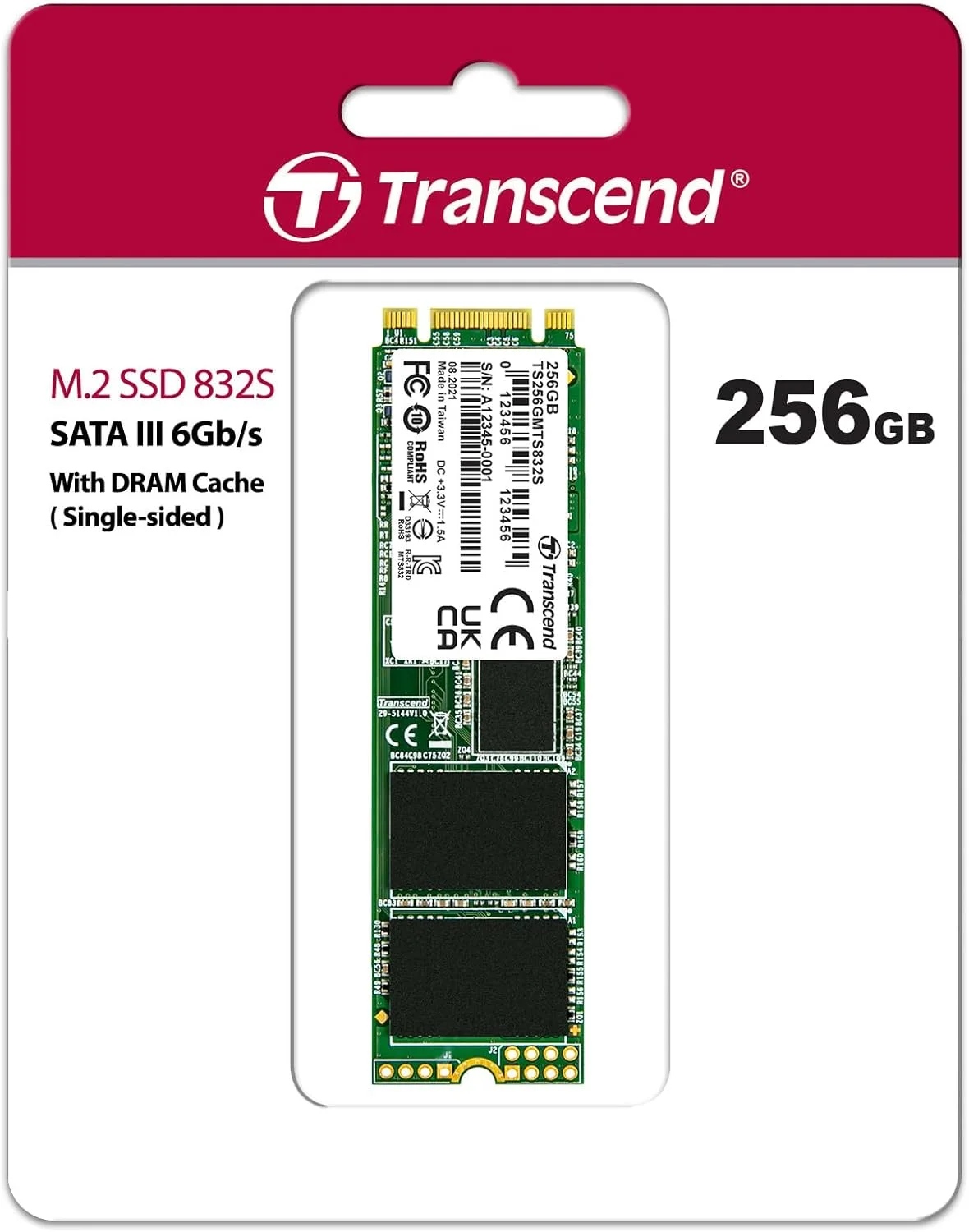 حافظه اس اس دی 256 گیگابایتی ترنسند مدل M.2 2280 SATA B+M Key TLC