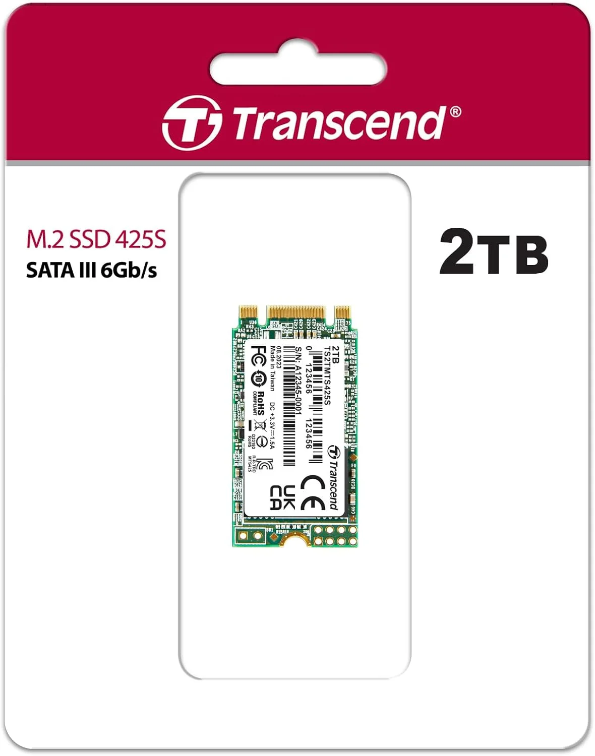 حافظه اس اس دی 2 ترابایتی ترنسند مدل MTS425S با رابط SATA III 6Gb/s و فرم فاکتور M.2 42mm