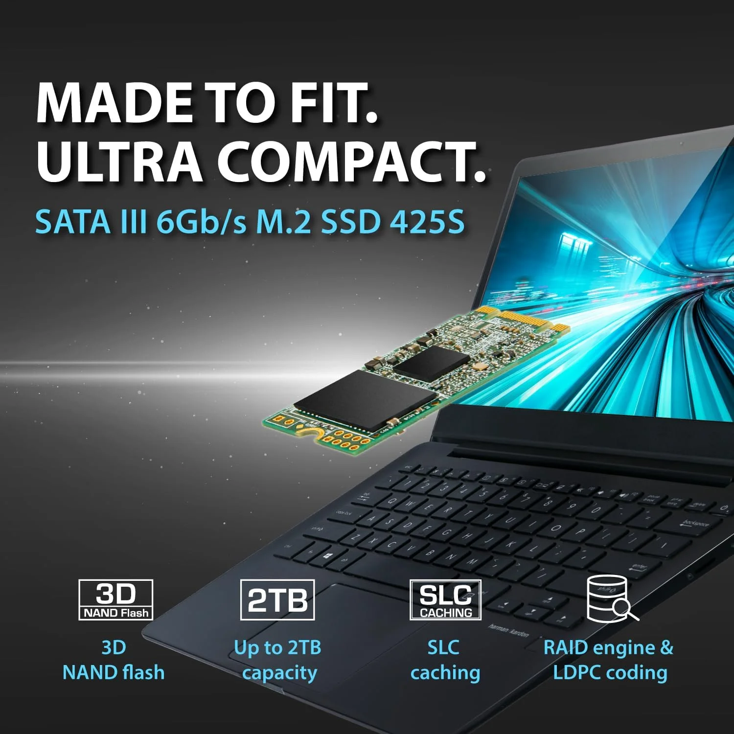 حافظه اس اس دی 2 ترابایتی ترنسند مدل MTS425S با رابط SATA III 6Gb/s و فرم فاکتور M.2 42mm
