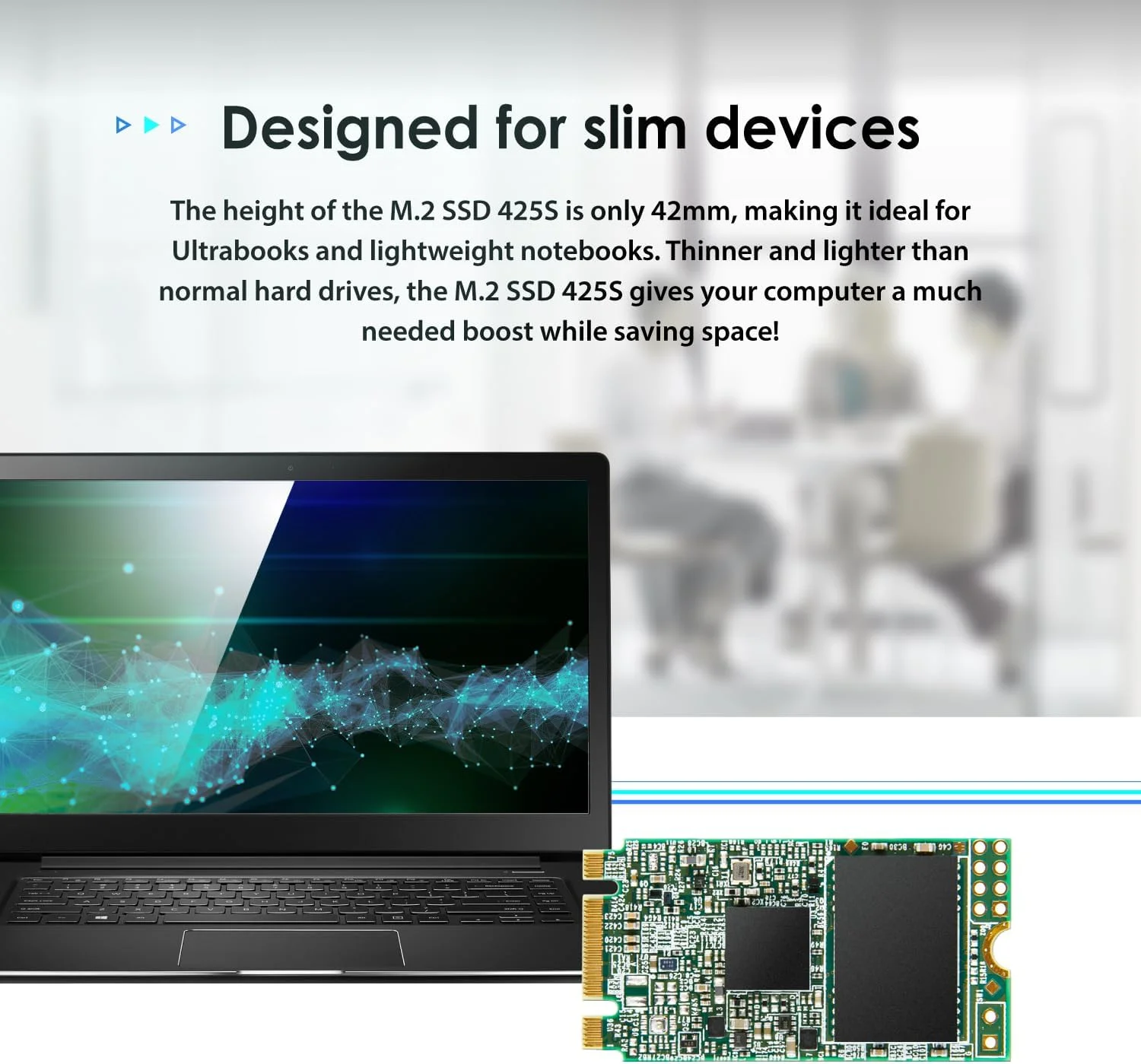 حافظه اس اس دی 2 ترابایتی ترنسند مدل MTS425S با رابط SATA III 6Gb/s و فرم فاکتور M.2 42mm