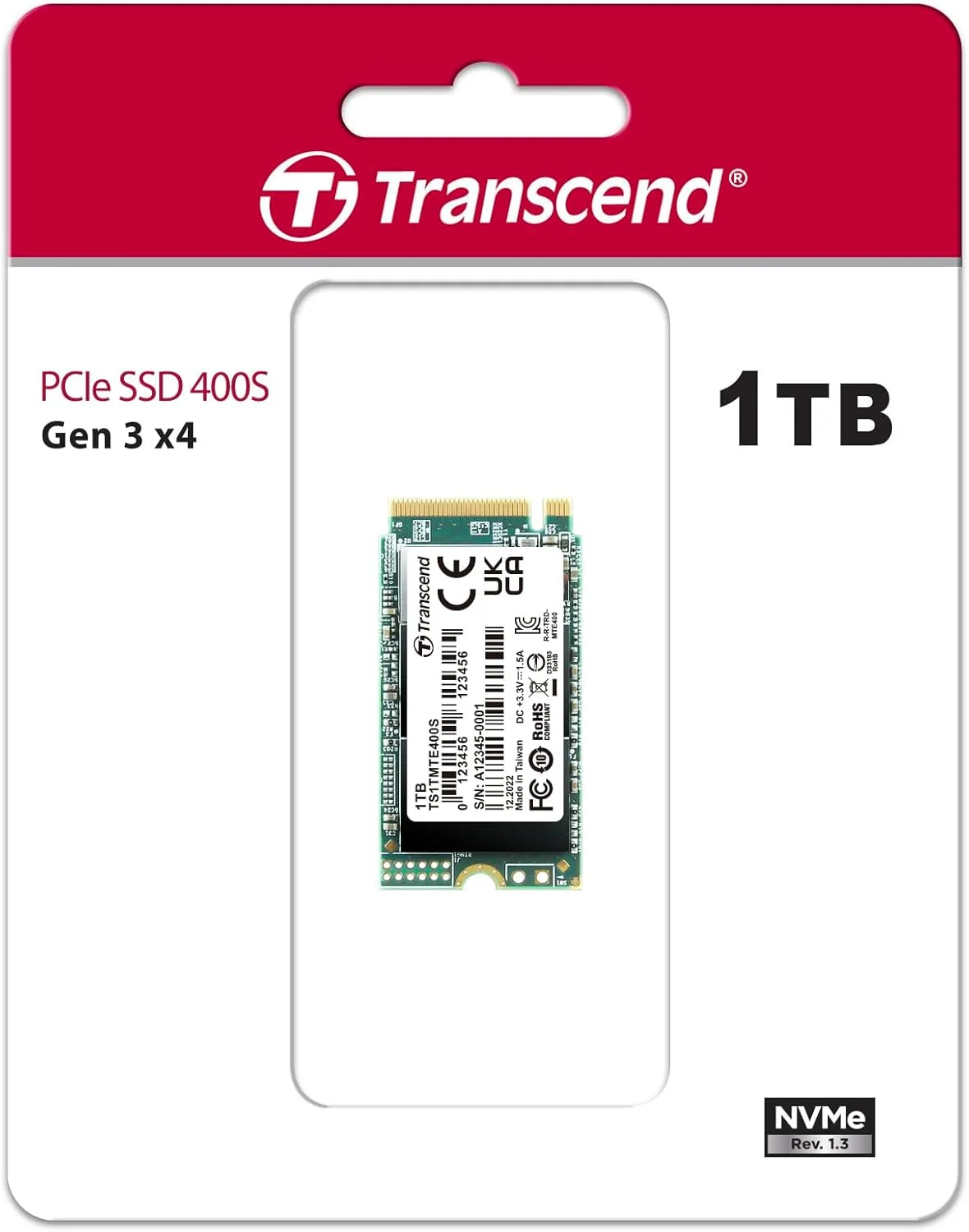 حافظه اس اس دی داخلی 1 ترابایتی Transcend MTE400S NVMe - Gen3 x4 PCIe M.2 2242، سرعت تا 2000 مگابایت بر ثانیه - TS1TMTE400S