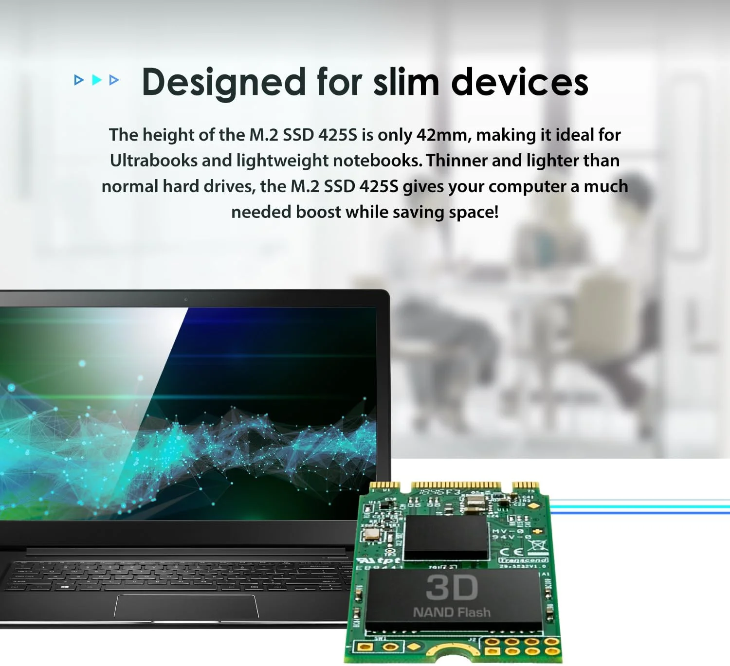 حافظه اس اس دی 120 گیگابایتی ترنسند مدل MTS420S با رابط SATA III 6Gb/s و فرم فاکتور M.2 42mm سرعت خواندن/نوشتن تا 530/480 مگابایت بر ثانیه