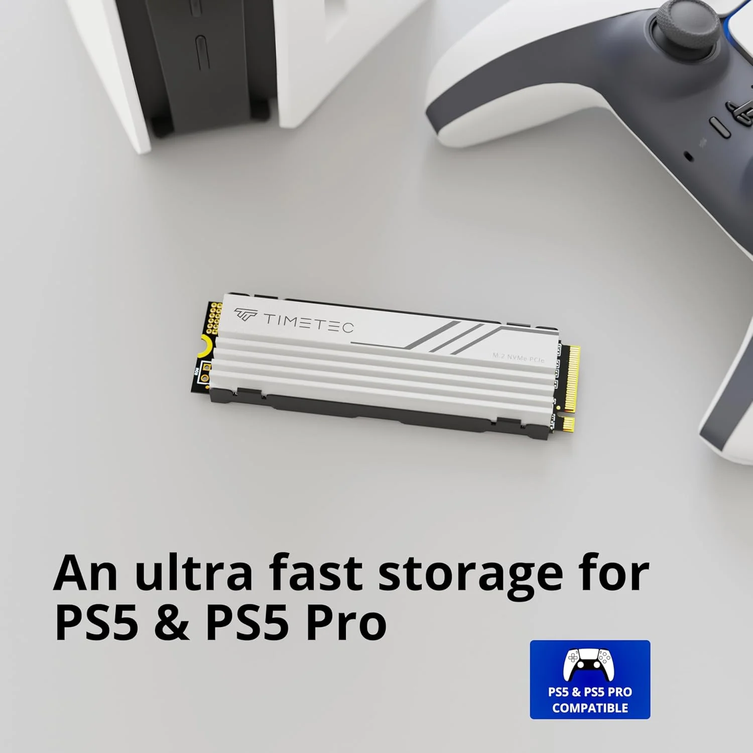 حافظه اس اس دی 1 ترابایتی Timetec PCIe 4.0 با هیت سینک، گیمینگ NVMe Phison E27T PCIe Gen4x4 M.2 2280 3D NAND TLC SLC با سرعت خواندن/نوشتن تا 7,400/6,100 مگابایت بر ثانیه، درایو حالت جامد داخلی برای PS5، کامپیوتر رومیزی