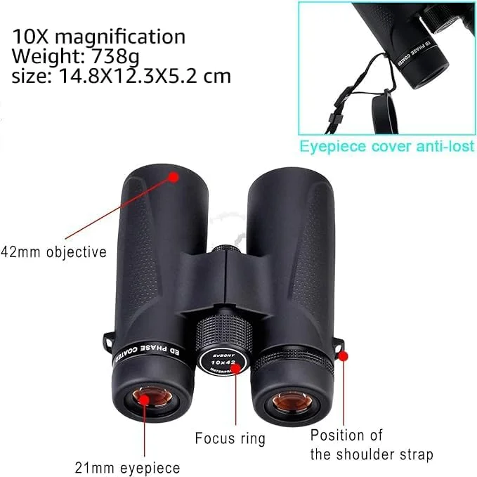 دوربین دوچشمی شیشه ای ED اس وی بونی SV202 10x42 برای تماشای پرندگان، منشور BaK4 ضد آب برای تماشای پرندگان، مناظر و طبیعت