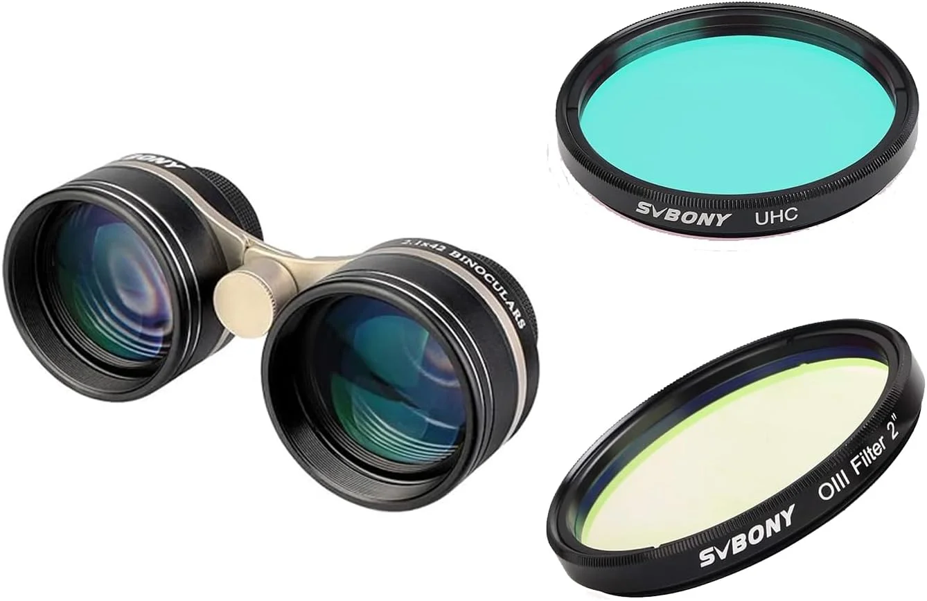 دوربین دوچشمی نجومی SVBONY SV407 2.1x42mm به همراه فیلترهای تلسکوپ SVBONY SV115 و UHC