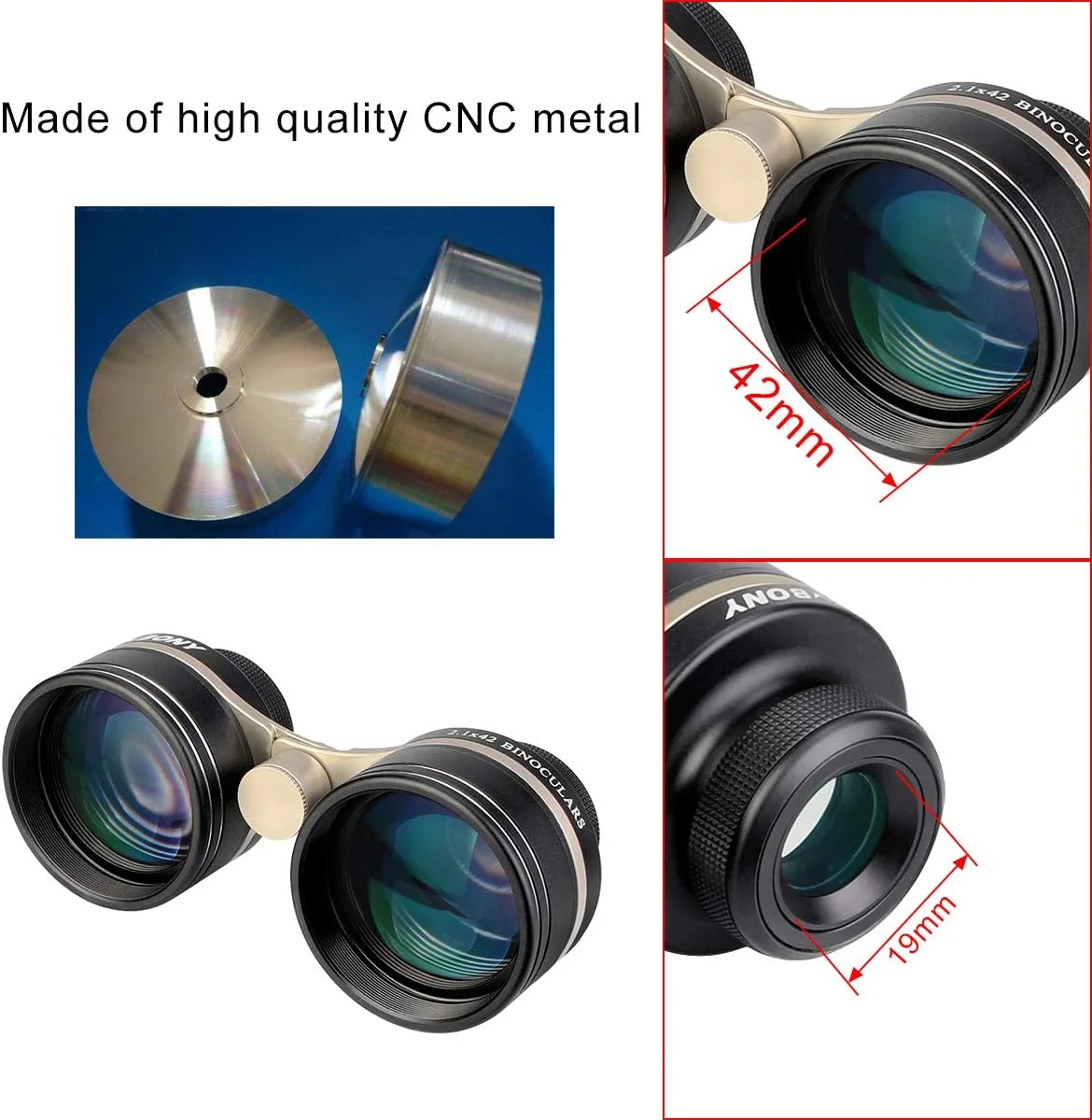 دوربین دوچشمی نجومی SVBONY SV407 2.1x42mm، دوربین دوچشمی زاویه باز برای رصد ستارگان برای بزرگسالان، میدان دید 26 درجه، پوشش FMC، ضد آب IPX6، برای تماشای آسمان پرستاره