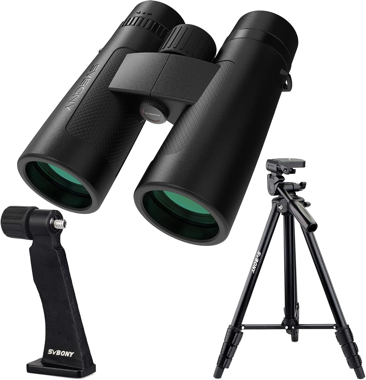 دوربین دوچشمی ED 10x42 SV202 ارتقا یافته SVBONY، پایه فلزی دوربین دوچشمی، سه پایه 54 اینچی، مجهز به عدسی های پراکندگی بسیار کم، سیستم اپتیکی BAK4 و FMC، سوکت استاندارد 1/4 اینچ-20