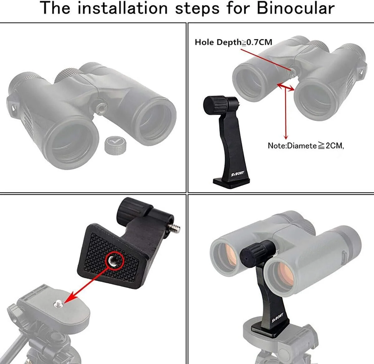 دوربین دوچشمی ED ارتقا یافته SVBONY SV202 8x42، پایه فلزی دوربین دوچشمی، سه پایه 54 اینچی، مجهز به عدسی های پراکندگی بسیار کم، سیستم اپتیک BAK4 و FMC، سوکت استاندارد 1/4 اینچ - 20