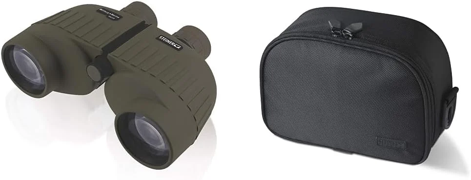 دوربین شکاری اشتاینر سری Military-Marine، اپتیک دقیق تاکتیکی سبک وزن برای هر موقعیت، ضد آب، سبز، 10x50 و کیف بزرگ دوربین شکاری برای دوربین های 7x50 یا 10x50
