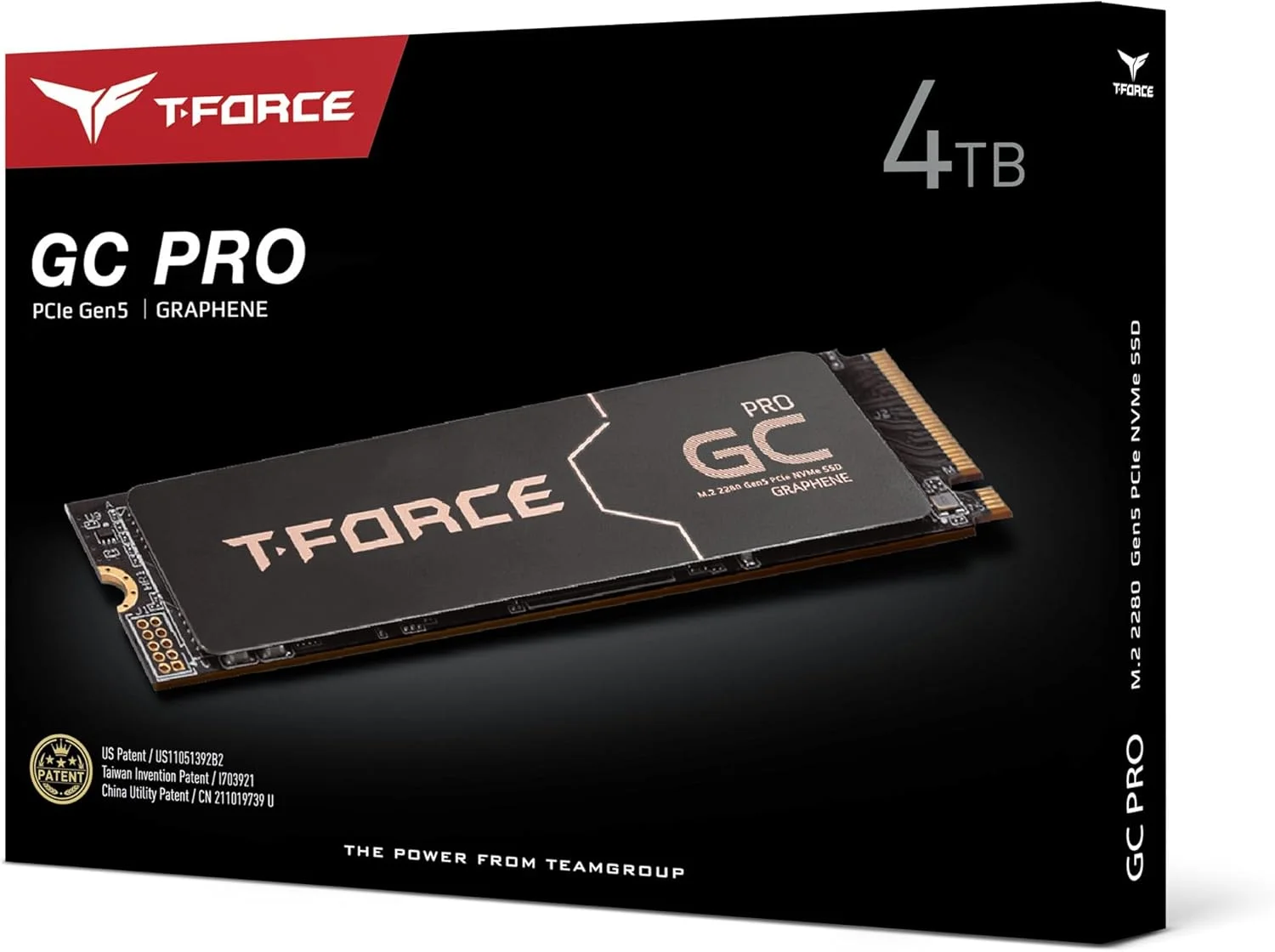 حافظه اس اس دی داخلی گیمینگ TEAMGROUP T-FORCE GC PRO 4TB با هیت سینک گرافن، DRAM SLC Cache، 3D TLC NAND NVMe InnoGrit PCIe Gen5x4 M.2 2280 سرعت خواندن/نوشتن 12500/11000 مگابایت بر ثانیه مدل TM8FFL004T0C129