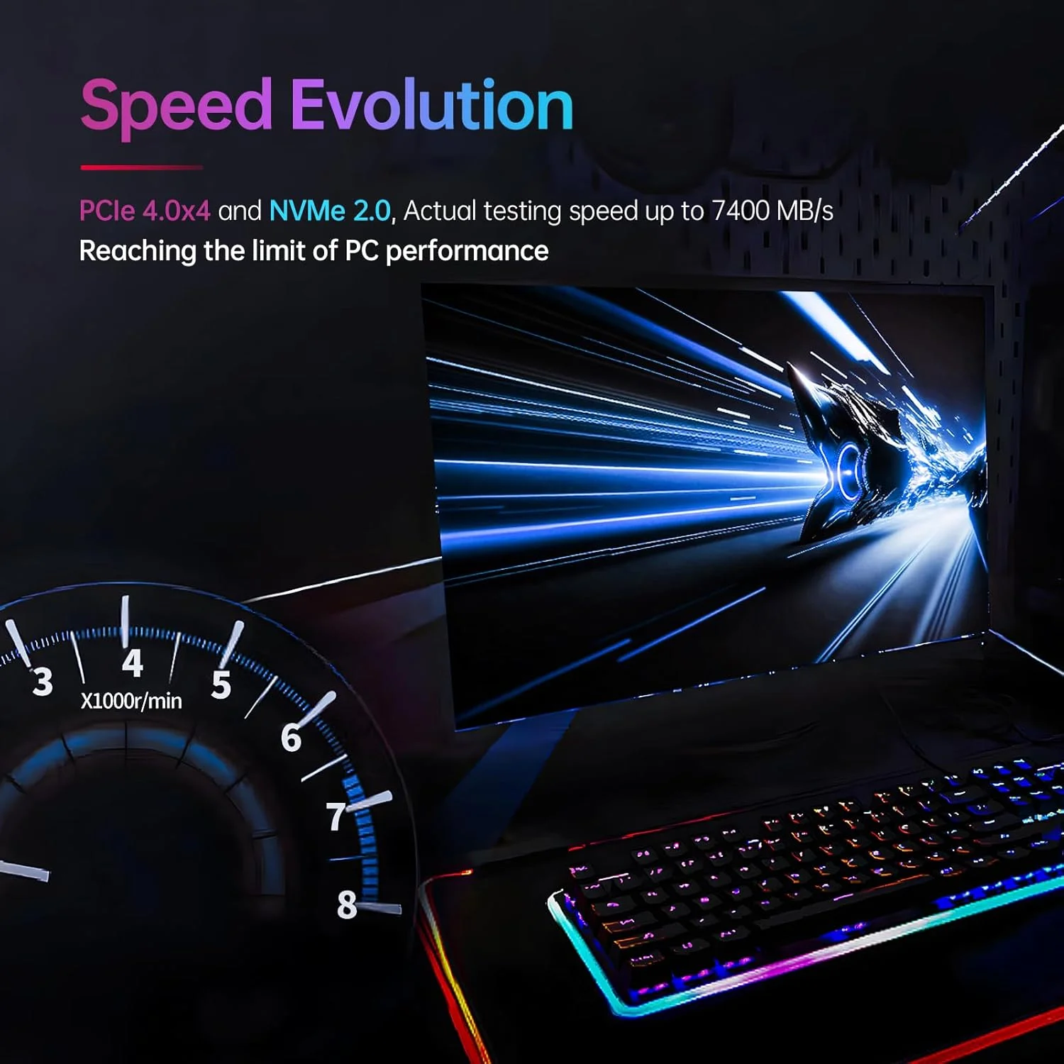 اس اس کی M.2 2280 NVME SSD 2TB PCIE4.0 GEN4x4 تا 7400 مگابایت