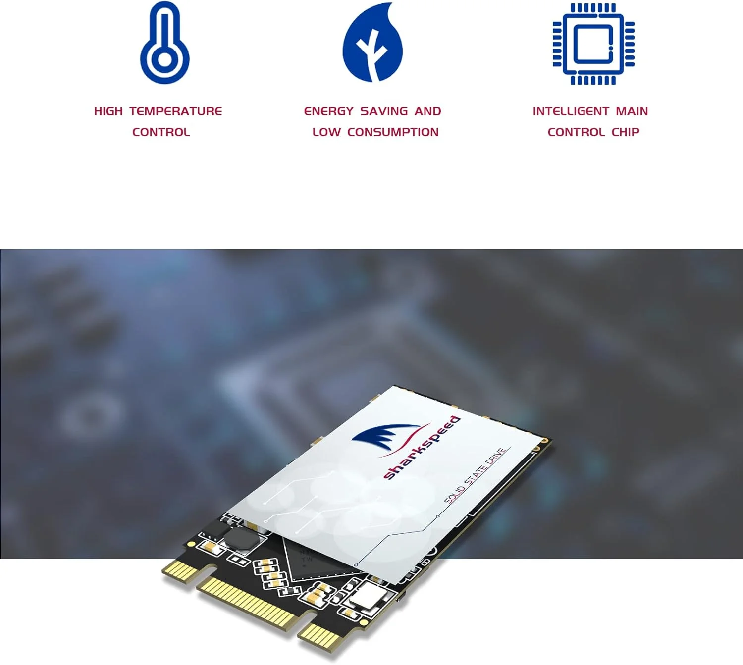 حافظه اس اس دی SHARKSPEED 1 ترابایت M.2 2242 NGFF Plus داخلی M2 SSD 3D NAND SATA III 6 Gb/s، درایو حالت جامد برای نوت بوک ها و کامپیوترهای رومیزی (M.2 2242 1 ترابایت)