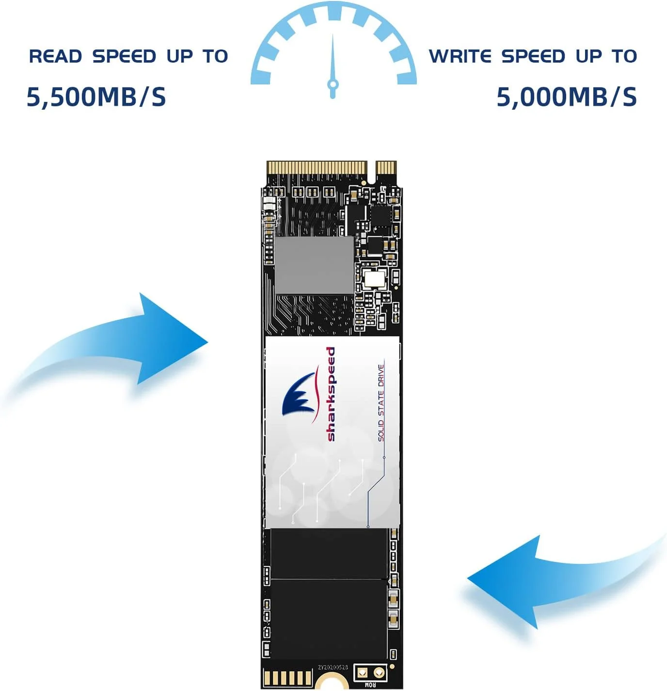 درایو حالت جامد M.2 NVMe SSD با ظرفیت 512 گیگابایت SHARKSPEED PCIe Gen 4.0x4، هارد درایو داخلی با سرعت خواندن تا 5,500 مگابایت بر ثانیه، سازگار با PS5، برای SSD گیمینگ (512GB M.2 NVME)