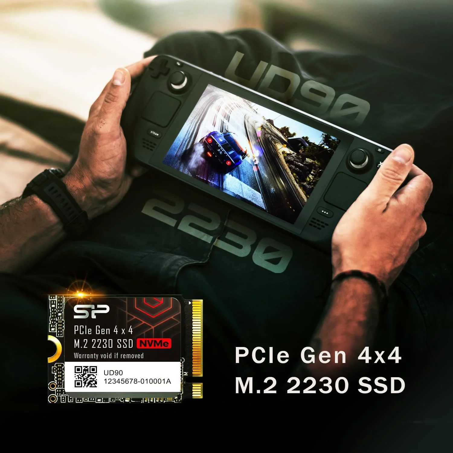 درایو حالت جامد 2 ترابایتی Silicon Power SU02KGBP44UD9007MM UD90 2230 NVMe 4.0 Gen4 PCIe M.2 با سرعت خواندن/نوشتن تا 5000/3200 مگابایت بر ثانیه، سازگار با Steam Deck