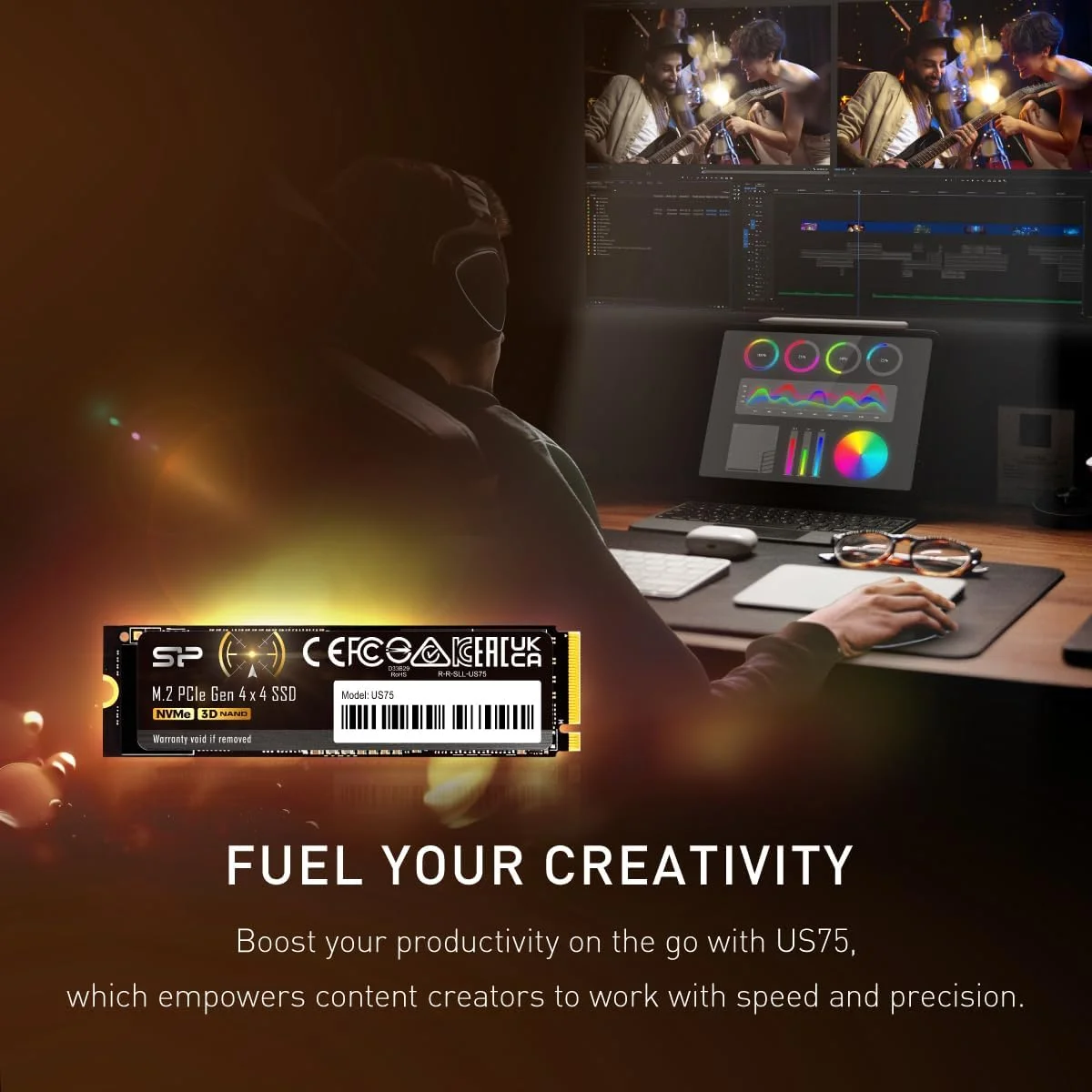 درایو حالت جامد سیلیکون پاور US75 با ظرفیت 2 ترابایت، NVMe PCIe SSD، فناوری 3D TLC NAND با کش SLC، سرعت خواندن تا 7000 مگابایت بر ثانیه، M.2 2280، ارتقاء فضای ذخیره سازی برای کامپیوتر رومیزی و لپ تاپ