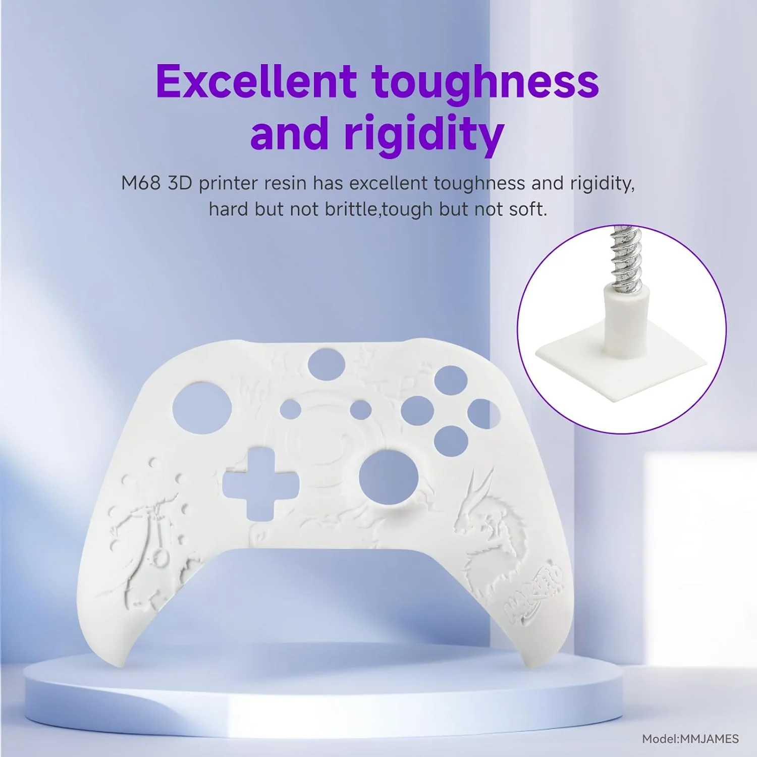 رزین پرینتر سه بعدی مقاوم RESIONE، رزین سخت و محکم شبیه ABS مدل M68، غیر شکننده، بدون زرد شدن، رزین مایع فوتوپلیمری با دقت بالا برای پرینتر سه بعدی UV LCD MSLA DLP، سفید، 1 کیلوگرم