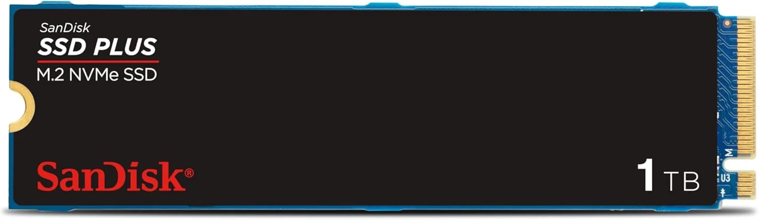 حافظه اس اس دی SanDisk SSD Plus 1TB M.2 NVMe، اس اس دی داخلی، PCIe Gen 3، M.2 2280، نصب آسان، 3 سال 