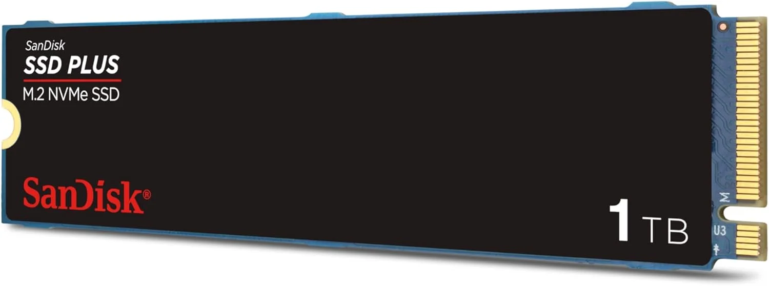 حافظه اس اس دی SanDisk SSD Plus 1TB M.2 NVMe، اس اس دی داخلی، PCIe Gen 3، M.2 2280، نصب آسان، 3 سال 