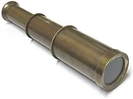 تلسکوپ برنجی دریایی ناتیکال مارت 6 اینچی با روکش عتیقه و جعبه چرمی، تلسکوپ کاپیتان کشتی برنجی، هدیه ماکت قدیمی