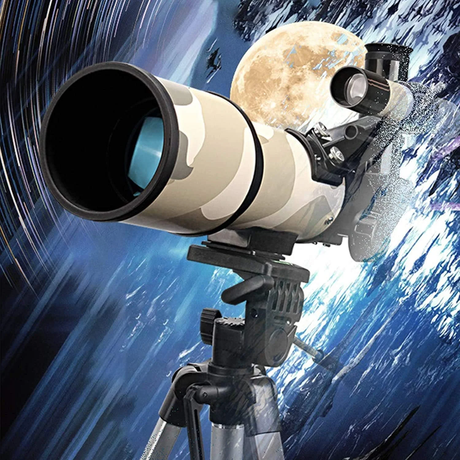 تلسکوپ نجومی انکساری 400 میلی‌متری 30 میلی‌متری برای کودکان و مبتدیان، تلسکوپ مسافرتی قابل حمل با سه‌پایه + منظره‌یاب + آداپتور گوشی هوشمند 2021 جدید