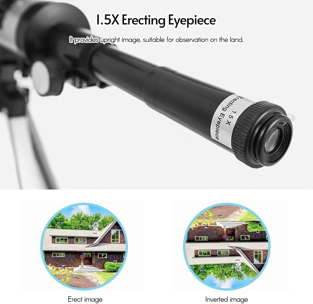 تلسکوپ نجومی تلسکوپ قابل حمل و جمع و جور با بزرگنمایی 90X به همراه یابنده و سه پایه قابل تنظیم برای کودکان و مبتدیان