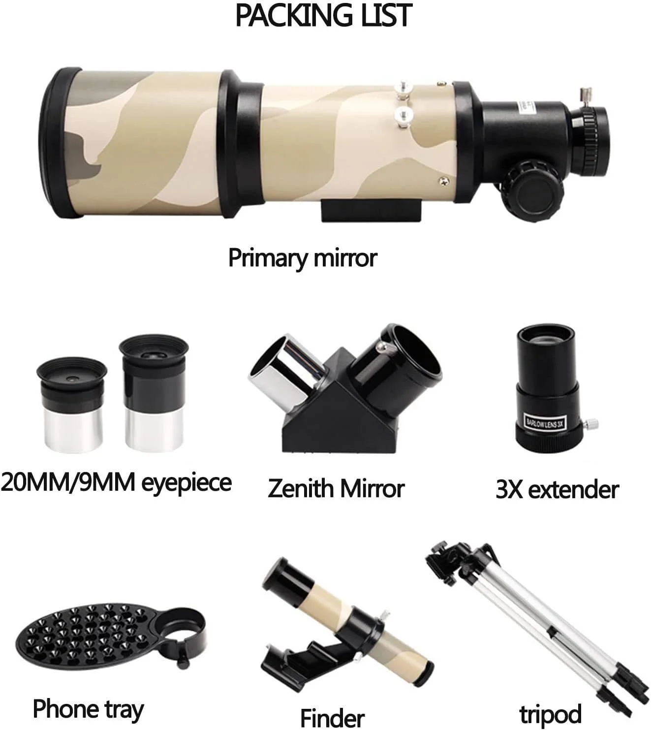 تلسکوپ نجومی انکساری 400 میلی‌متری 30 میلی‌متری برای کودکان و مبتدیان، تلسکوپ مسافرتی قابل حمل با سه‌پایه + منظره‌یاب + آداپتور گوشی هوشمند 2021 جدید