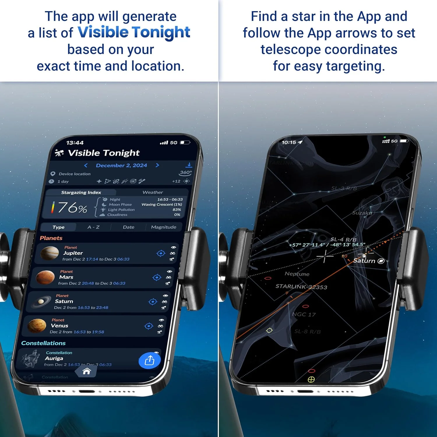 تلسکوپ ESSLNB برای نجوم، مناسب بزرگسالان، کودکان و مبتدیان، با لنز 80 میلی‌متری با پوشش کامل، آداپتور تلفن 10x، سه‌پایه قابل تنظیم، لنز بارلو 3x، کیف و فیلتر ماه