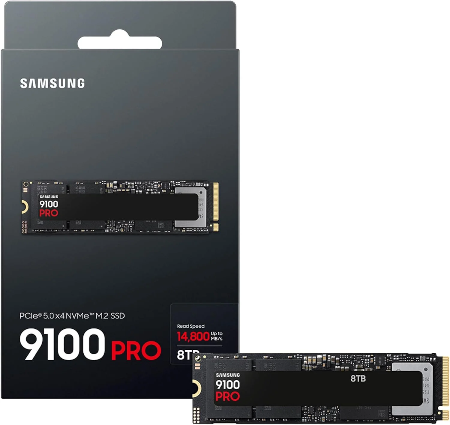 حافظه اس اس دی SAMSUNG 9100 PRO با ظرفیت 8 ترابایت، PCIe 5.0x4 M.2 2280، سرعت خواندن ترتیبی تا 14800 مگابایت بر ثانیه، مناسب برای محاسبات هوش مصنوعی، بازی و ایستگاه های کاری سنگین (MZ VAP8T0B/AM) حافظه اس اس دی SAMSUNG 9100 PRO با ظرفیت 8 ترابایت، PCIe 5.0x4 M.2 2280، سرعت خواندن ترتیبی تا 14800 مگابایت بر ثانیه، مناسب برای محاسبات هوش مصنوعی، بازی و ایستگاه های کاری سنگین (MZ VAP8T0B/AM)