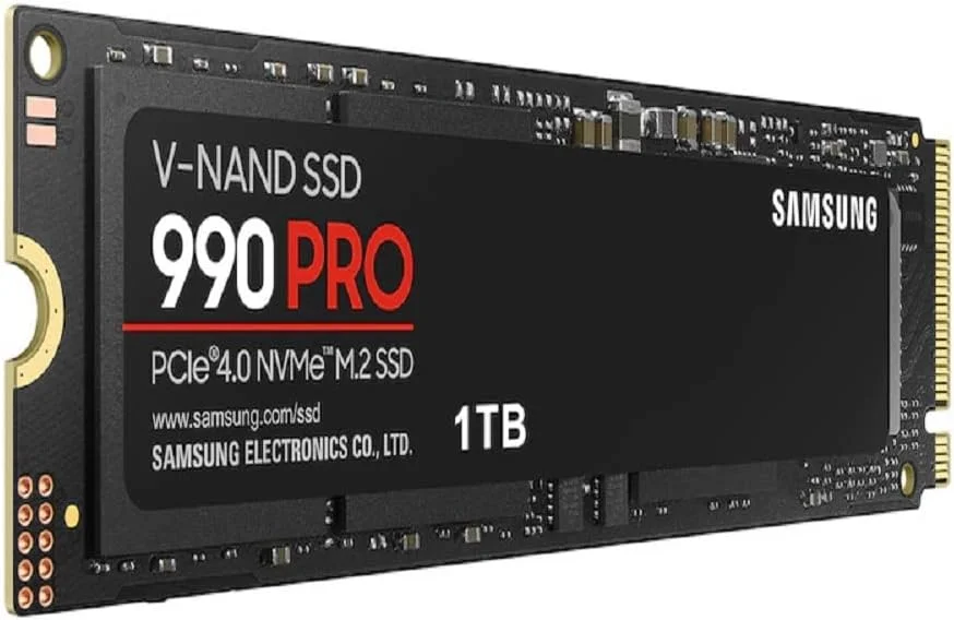 حافظه اس اس دی داخلی سامسونگ 990 Pro با ظرفیت 1 ترابایت NVMe M.2، رابط PCIe Gen 4.0 X4، رابط NVMe 2.0، سرعت خواندن ترتیبی 7450 مگابایت بر ثانیه، سرعت نوشتن ترتیبی 6900 مگابایت بر ثانیه، V-NAND 3-Bit MLC | MZ-V9P1T0 حافظه اس اس دی داخلی سامسونگ 990 Pro با ظرفیت 1 ترابایت NVMe M.2، رابط PCIe Gen 4.0 X4، رابط NVMe 2.0، سرعت خواندن ترتیبی 7450 مگابایت بر ثانیه، سرعت نوشتن ترتیبی 6900 مگابایت بر ثانیه، V-NAND 3-Bit MLC | MZ-V9P1T0